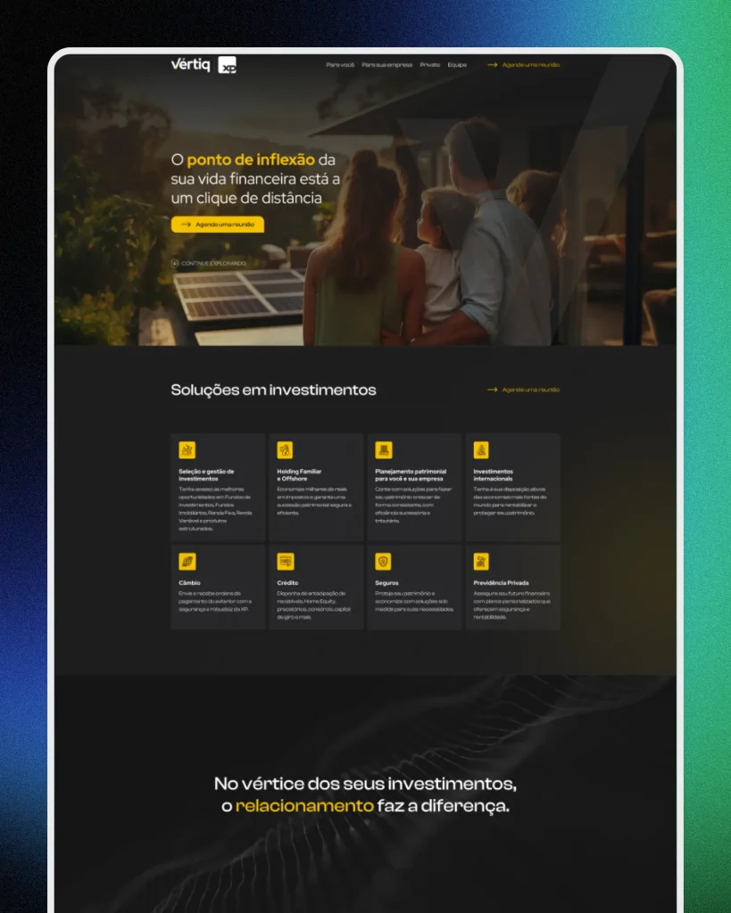 Site institucional criado pela Zafiro para a marca Vertiq