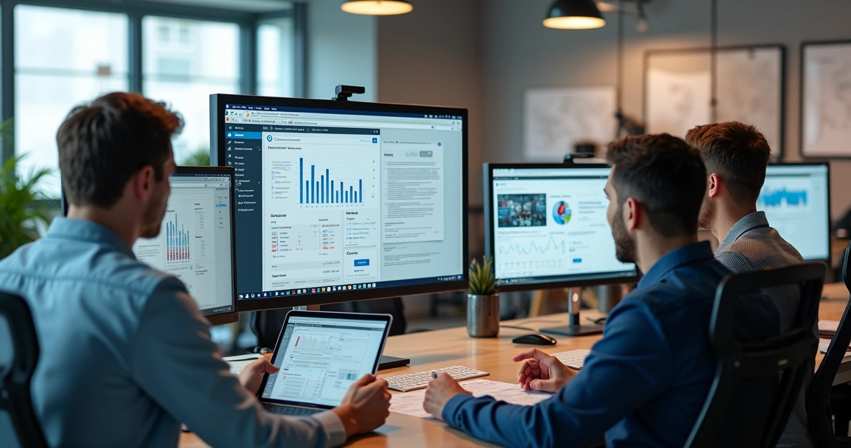 Equipe colaborando no processo de criação de sites profissionais, com foco em design, estratégia e desenvolvimento.