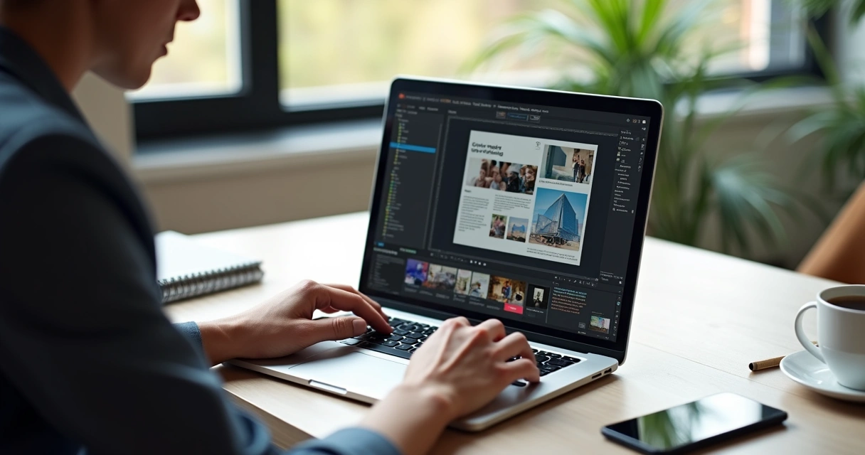 Profissional criando web site no computador para impulsionar negócios
