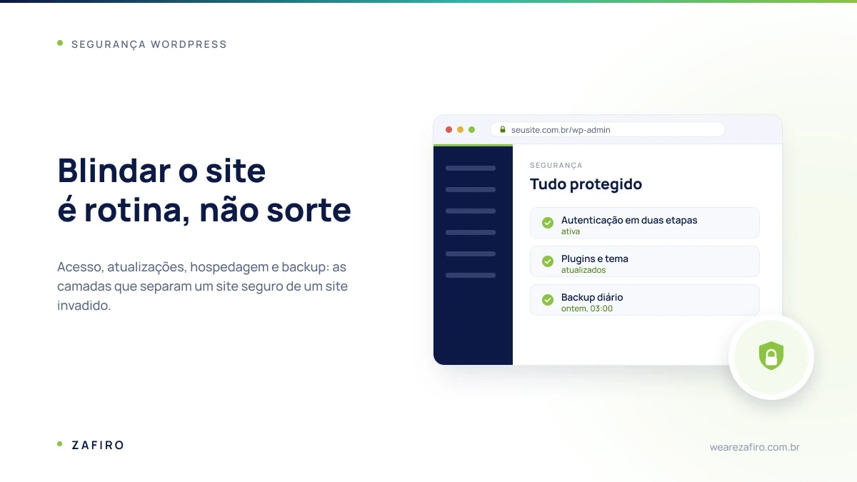 Segurança WordPress: cadeado digital protegendo o painel de um site WordPress