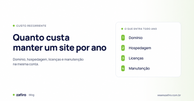 Quanto custa manter um site por ano considerando domínio, hospedagem, licenças e manutenção