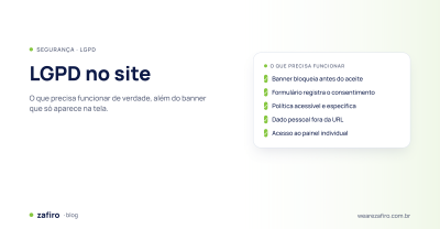 Checklist de LGPD no site com cinco itens técnicos que precisam funcionar